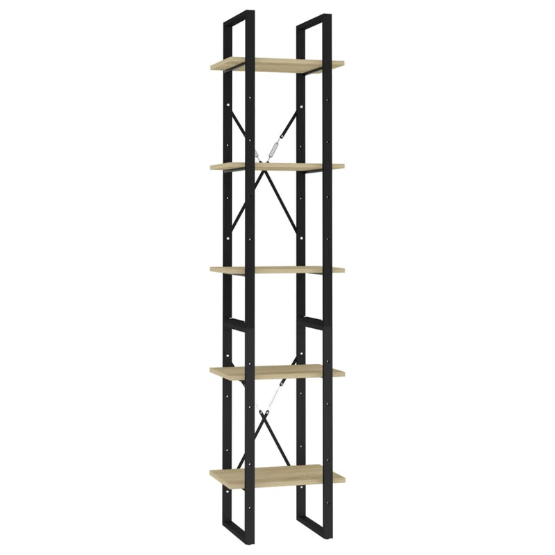 Boekenkast 5 schappen 40x30x175 cm bewerkt hout sonoma eiken MeubelReus