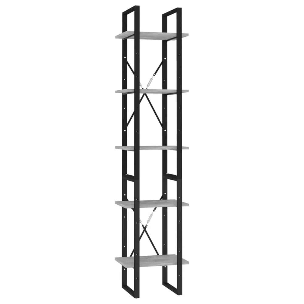 Boekenkast met 5 schappen 40x30x175 cm bewerkt hout betongrijs MeubelReus