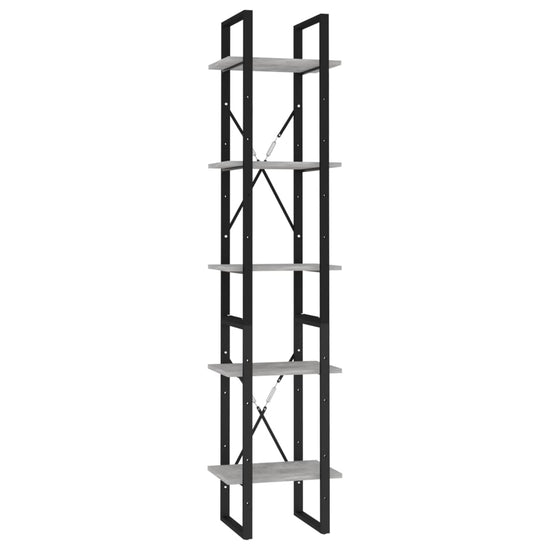 Boekenkast met 5 schappen 40x30x175 cm bewerkt hout betongrijs MeubelReus