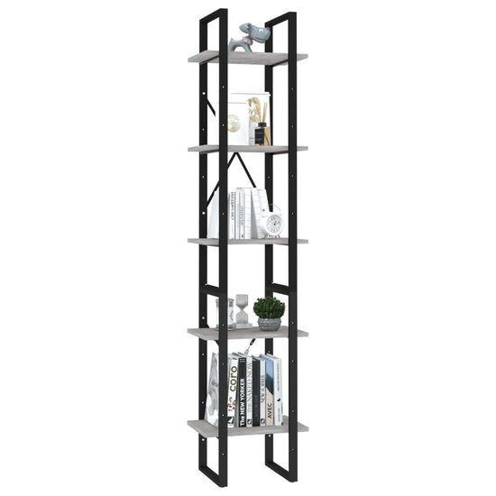 Boekenkast met 5 schappen 40x30x175 cm bewerkt hout betongrijs MeubelReus