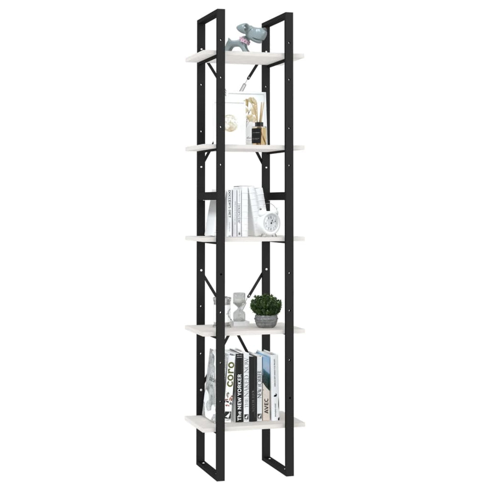 Boekenkast met 5 schappen 40x30x175 cm grenenhout wit MeubelReus