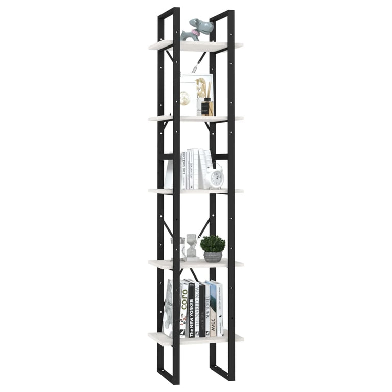 Boekenkast met 5 schappen 40x30x175 cm grenenhout wit MeubelReus