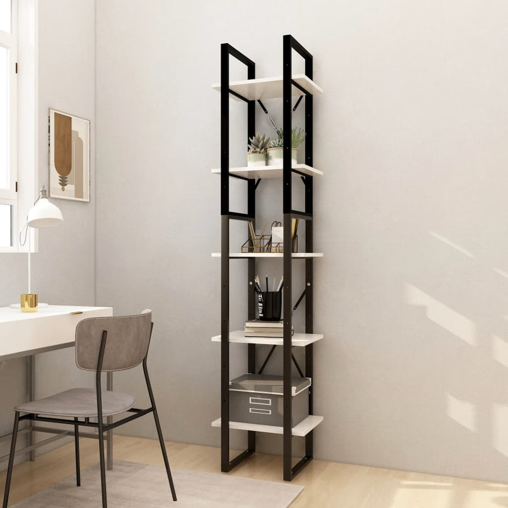 Boekenkast met 5 schappen 40x30x175 cm grenenhout wit MeubelReus