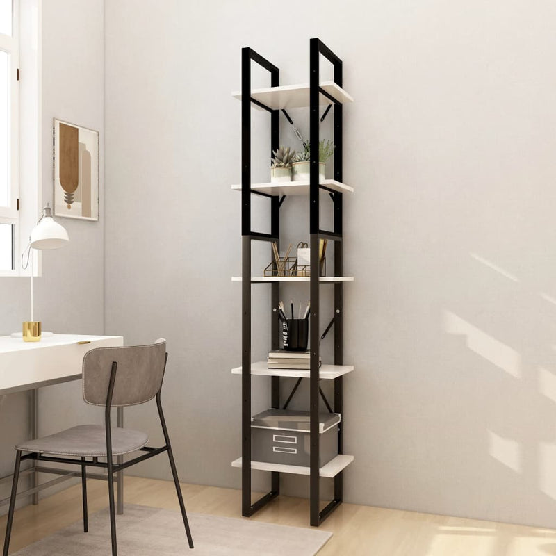 Boekenkast met 5 schappen 40x30x175 cm grenenhout wit MeubelReus