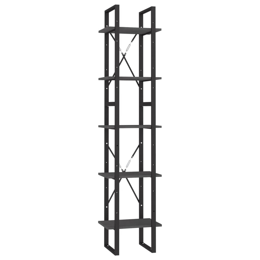 Boekenkast met 5 schappen 40x30x175 cm grenenhout grijs MeubelReus