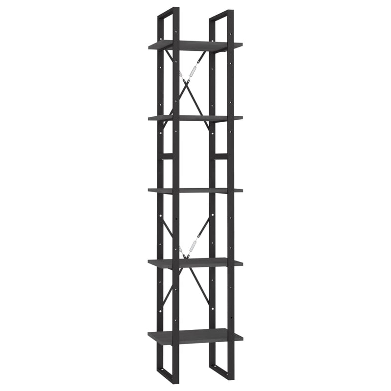Boekenkast met 5 schappen 40x30x175 cm grenenhout grijs MeubelReus