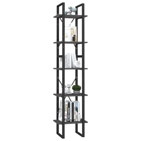Boekenkast met 5 schappen 40x30x175 cm grenenhout grijs MeubelReus