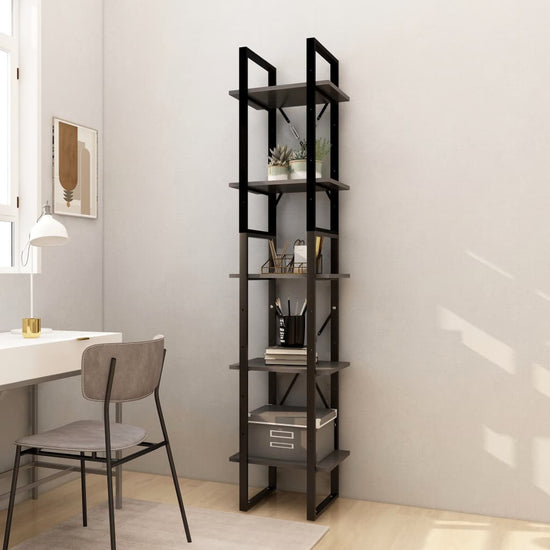 Boekenkast met 5 schappen 40x30x175 cm grenenhout grijs MeubelReus
