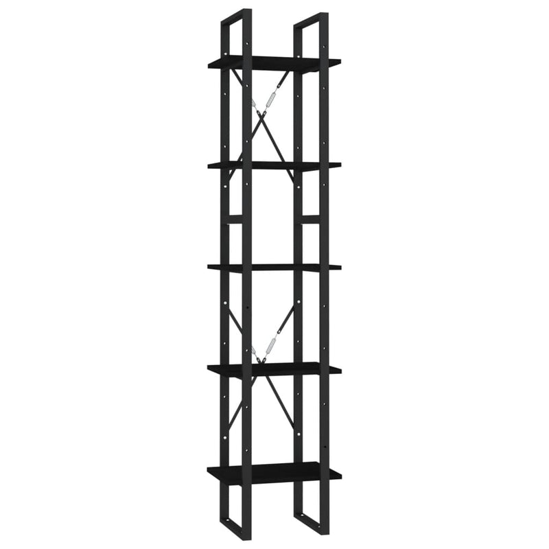 Boekenkast met 5 schappen 40x30x175 cm grenenhout zwart MeubelReus