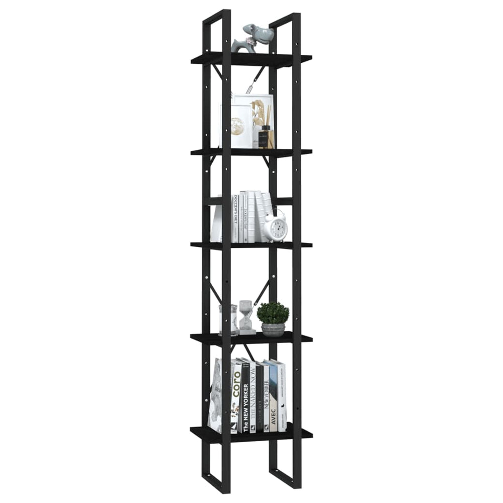 Boekenkast met 5 schappen 40x30x175 cm grenenhout zwart MeubelReus