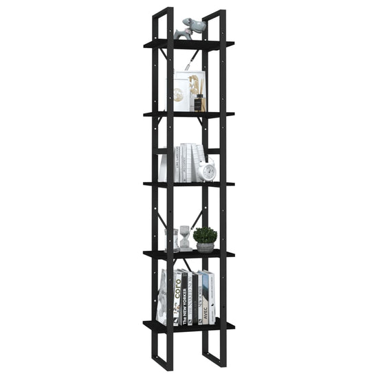 Boekenkast met 5 schappen 40x30x175 cm grenenhout zwart MeubelReus