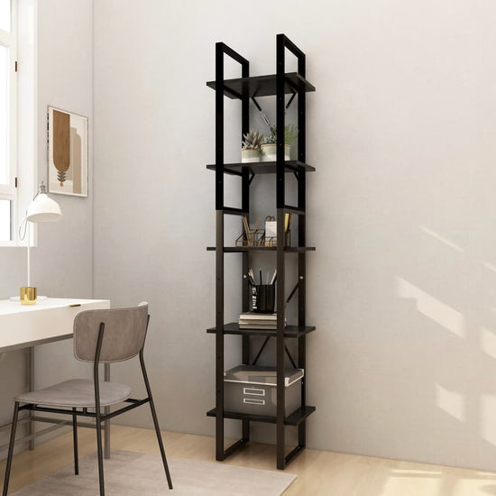 Boekenkast met 5 schappen 40x30x175 cm grenenhout zwart MeubelReus