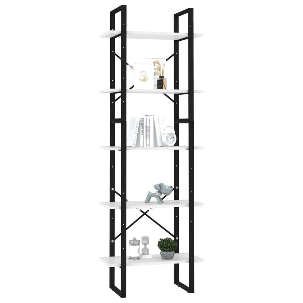 Boekenkast met 5 schappen 60x30x175 cm bewerkt hout wit MeubelReus