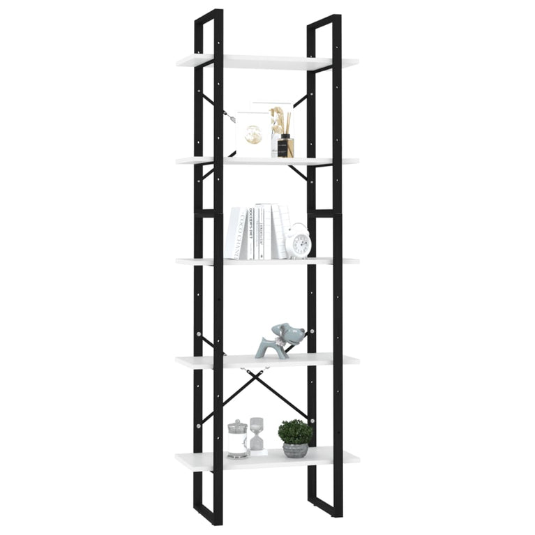Boekenkast met 5 schappen 60x30x175 cm bewerkt hout wit MeubelReus