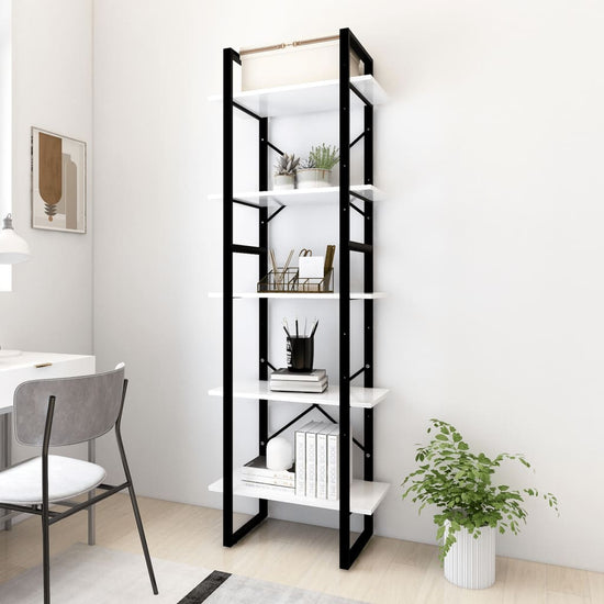 Boekenkast met 5 schappen 60x30x175 cm bewerkt hout wit MeubelReus