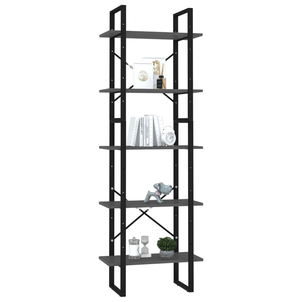 Boekenkast met 5 schappen 60x30x175 cm bewerkt hout grijs MeubelReus