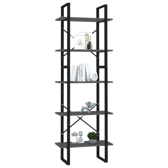 Boekenkast met 5 schappen 60x30x175 cm bewerkt hout grijs MeubelReus