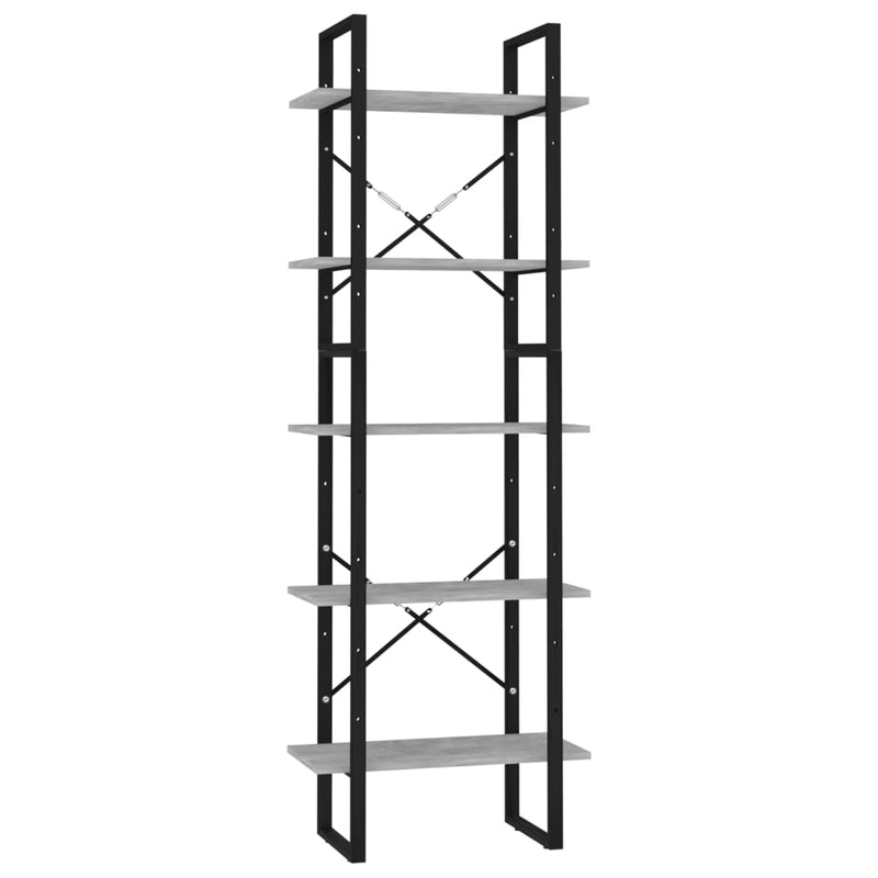 Boekenkast met 5 schappen 60x30x175 cm bewerkt hout betongrijs MeubelReus