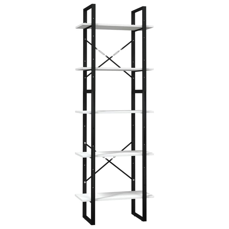 Boekenkast met 5 schappen 60x30x175 cm grenenhout wit MeubelReus