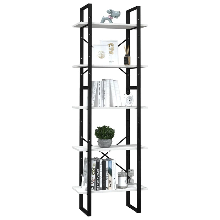 Boekenkast met 5 schappen 60x30x175 cm grenenhout wit MeubelReus