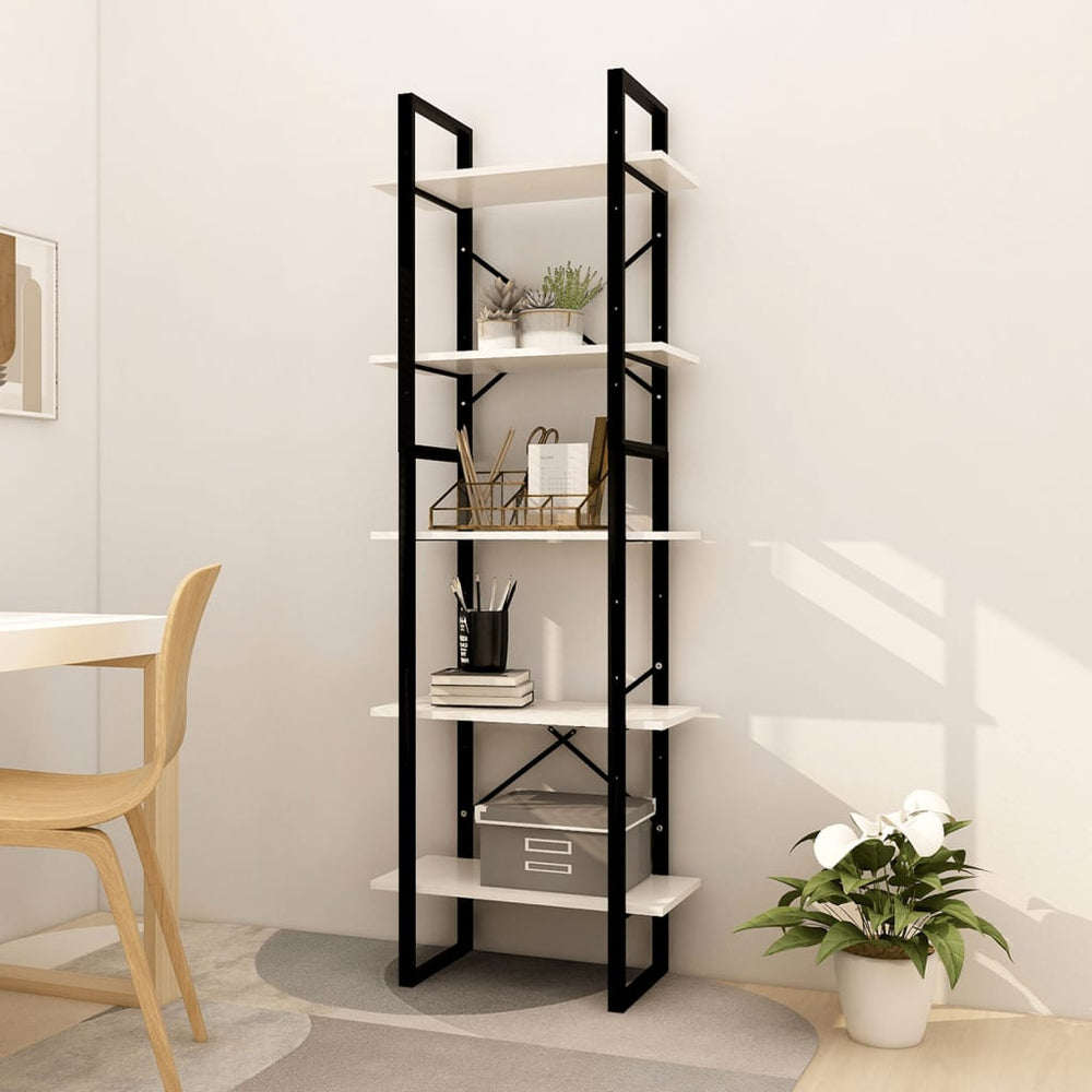 Boekenkast met 5 schappen 60x30x175 cm grenenhout wit MeubelReus