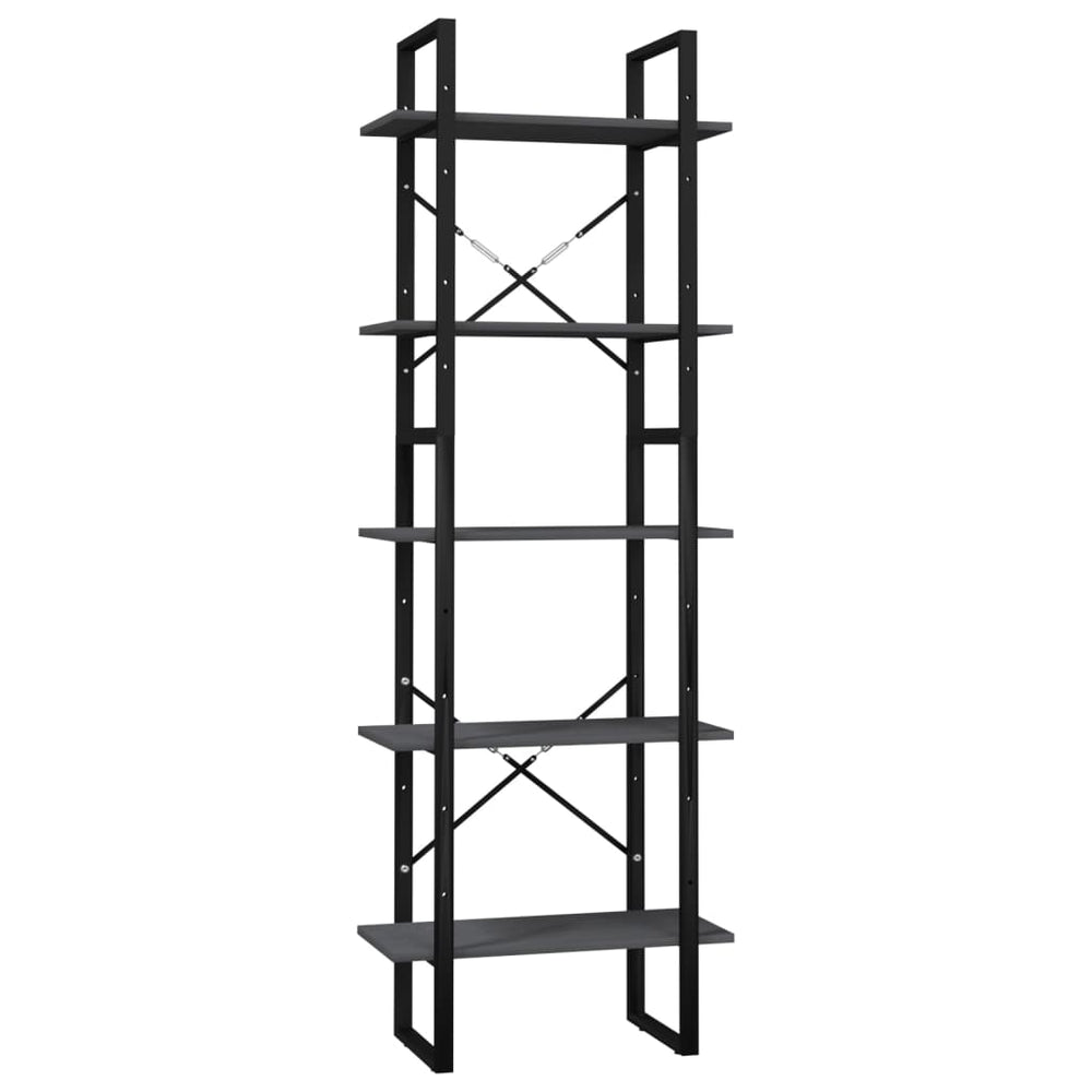 Boekenkast met 5 schappen 60x30x175 cm grenenhout grijs MeubelReus
