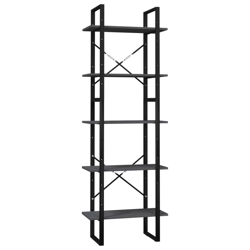 Boekenkast met 5 schappen 60x30x175 cm grenenhout grijs MeubelReus
