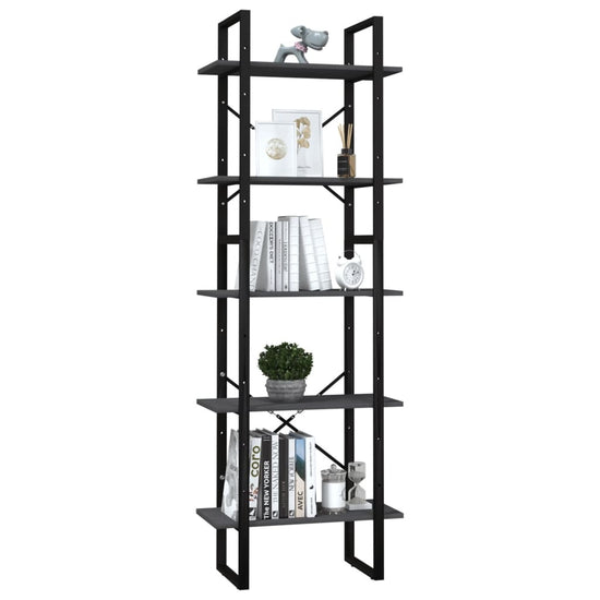 Boekenkast met 5 schappen 60x30x175 cm grenenhout grijs MeubelReus