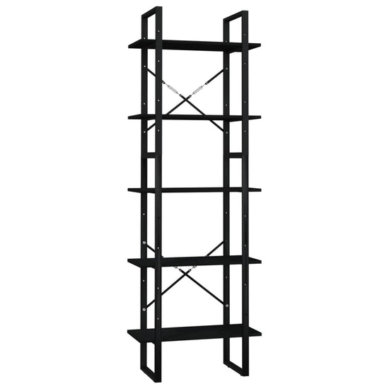 Boekenkast met 5 schappen 60x30x175 cm grenenhout zwart MeubelReus