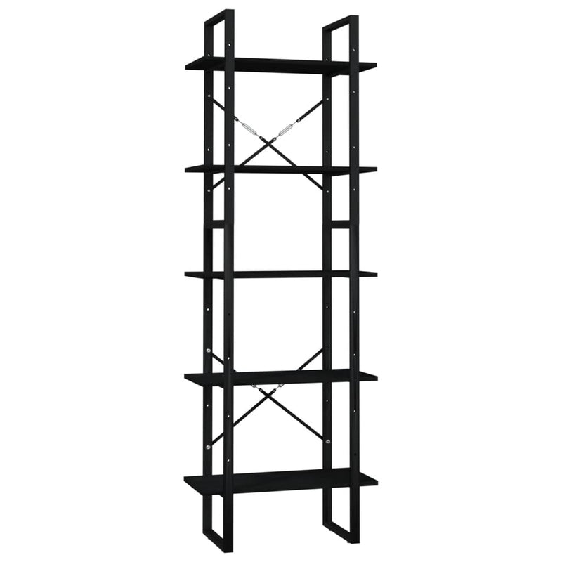 Boekenkast met 5 schappen 60x30x175 cm grenenhout zwart MeubelReus