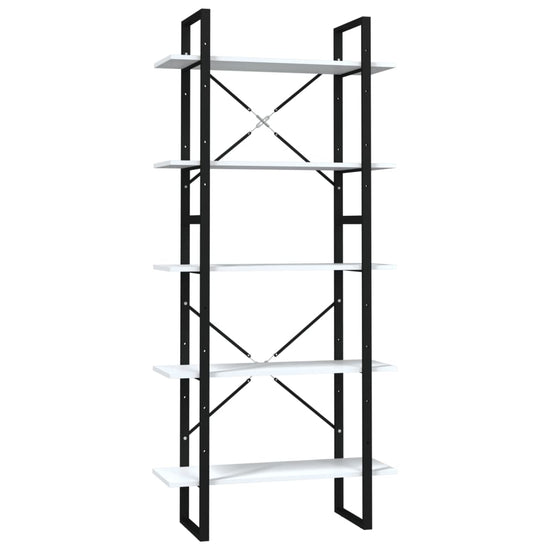 Boekenkast met 5 schappen 80x30x175 cm bewerkt hout wit MeubelReus