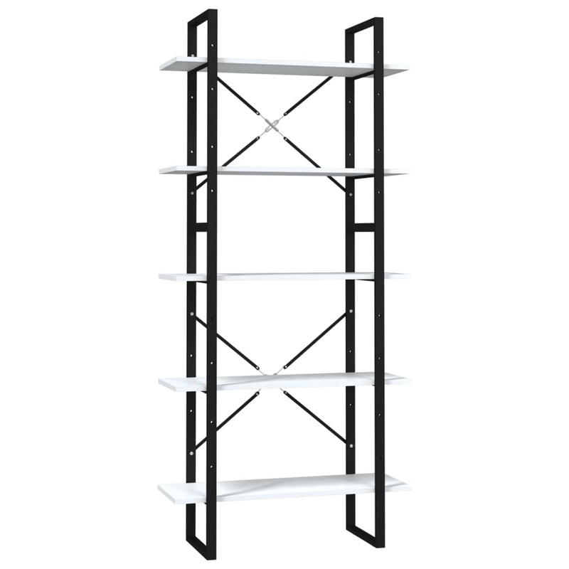 Boekenkast met 5 schappen 80x30x175 cm bewerkt hout wit MeubelReus