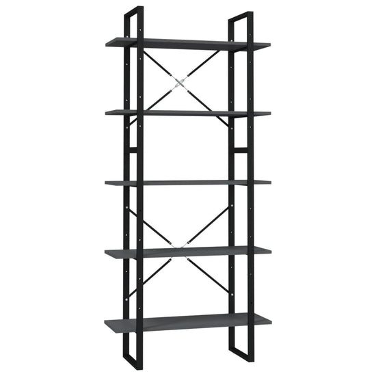 Boekenkast met 5 schappen 80x30x175 cm bewerkt hout grijs MeubelReus