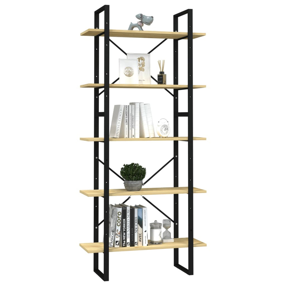 Boekenkast met 5 schappen 80x30x175 cm massief grenenhout MeubelReus
