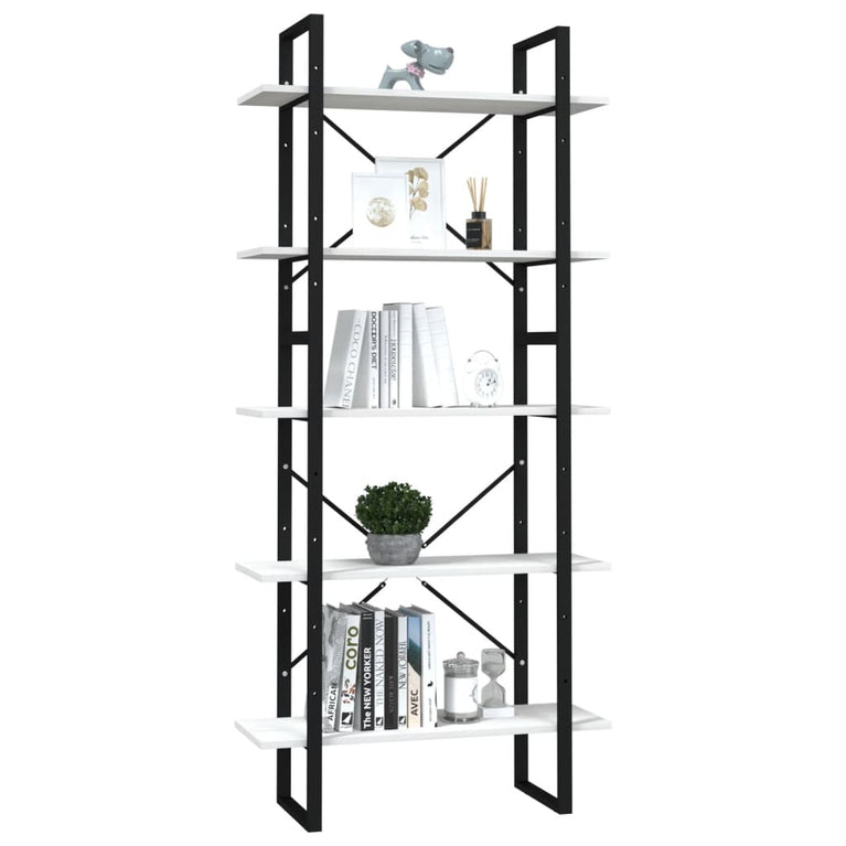 Boekenkast met 5 schappen 80x30x175 cm grenenhout wit MeubelReus