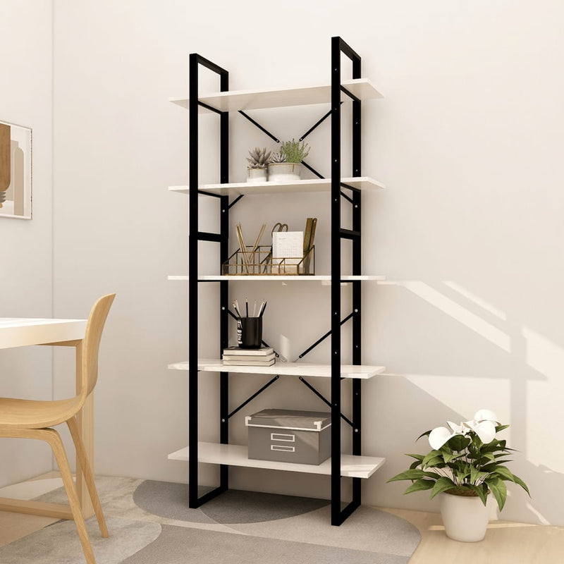 Boekenkast met 5 schappen 80x30x175 cm grenenhout wit MeubelReus