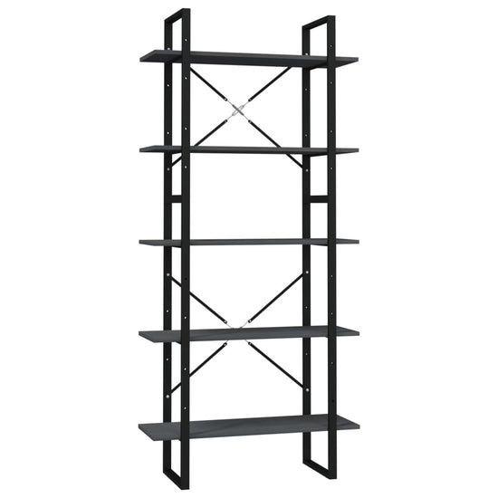 Boekenkast met 5 schappen 80x30x175 cm grenenhout grijs MeubelReus