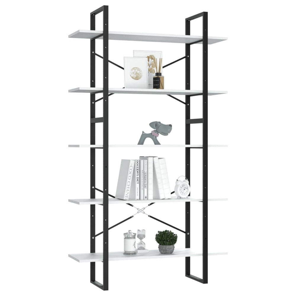 Boekenkast met 5 schappen 100x30x175 cm bewerkt hout wit MeubelReus