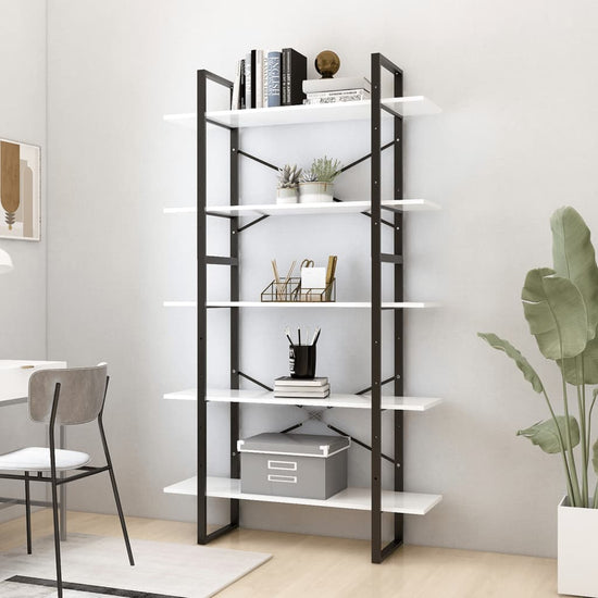 Boekenkast met 5 schappen 100x30x175 cm bewerkt hout wit MeubelReus