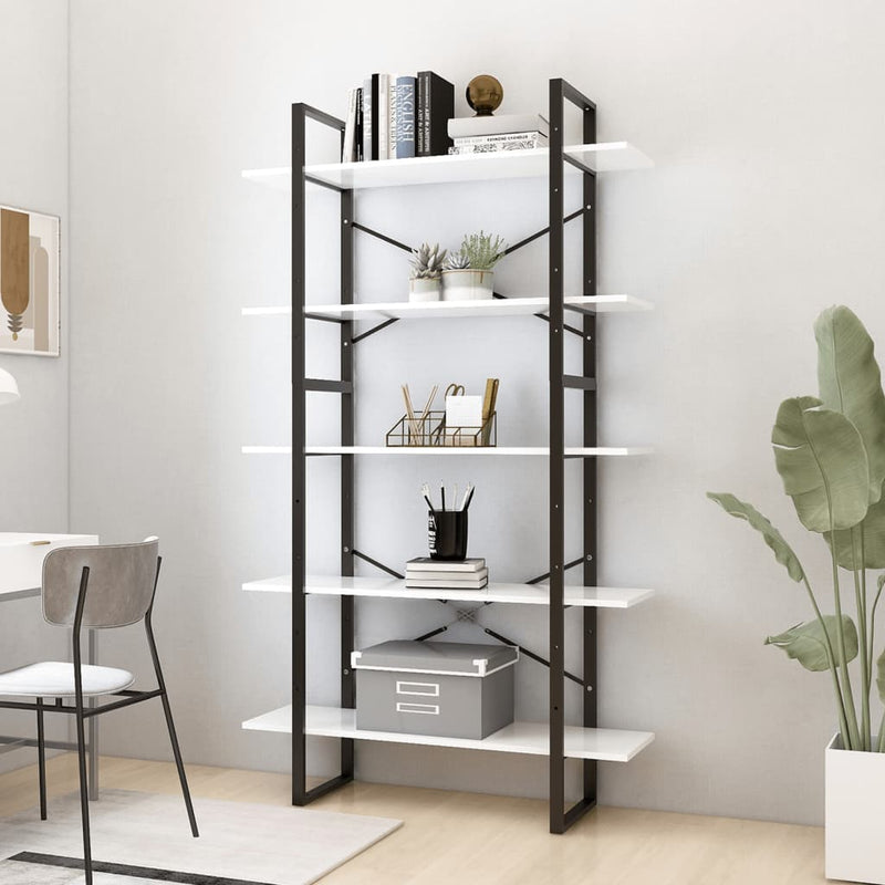 Boekenkast met 5 schappen 100x30x175 cm bewerkt hout wit MeubelReus