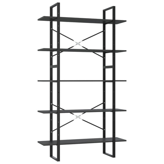 Boekenkast met 5 schappen 100x30x175 cm bewerkt hout grijs MeubelReus