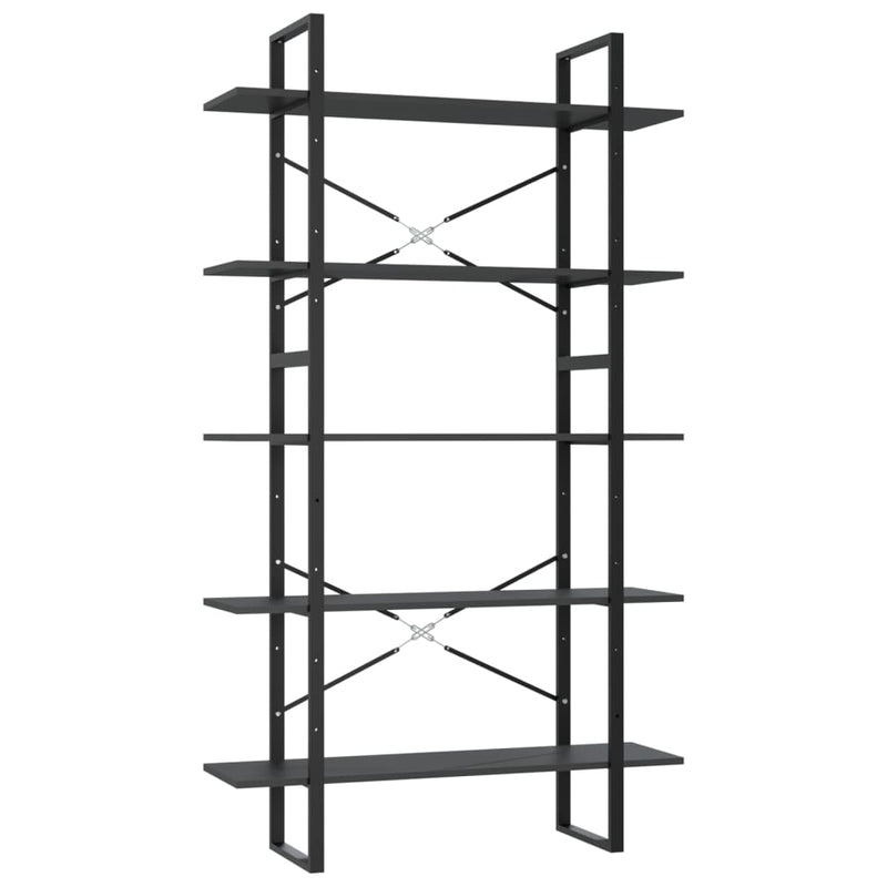 Boekenkast met 5 schappen 100x30x175 cm bewerkt hout grijs MeubelReus