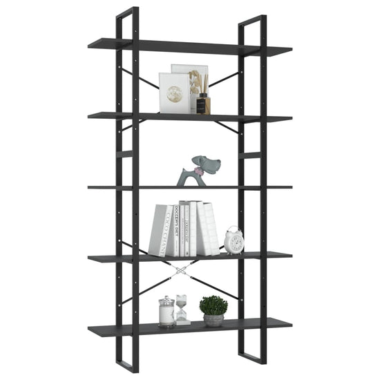 Boekenkast met 5 schappen 100x30x175 cm bewerkt hout grijs MeubelReus