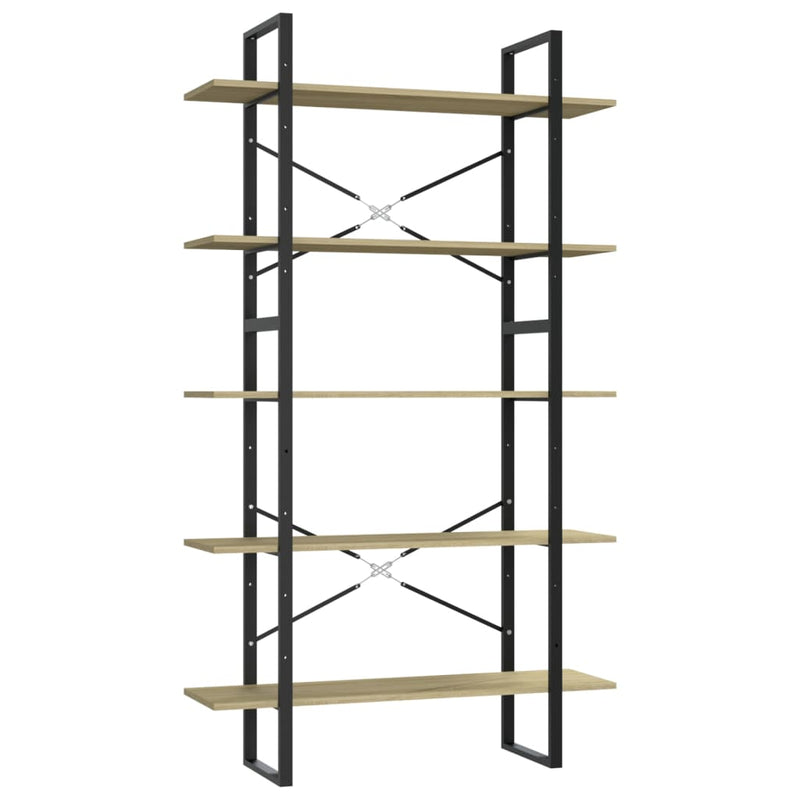 Boekenkast 5 schappen 100x30x175 cm bewerkt hout sonoma eiken MeubelReus