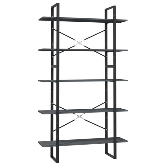 Boekenkast met 5 schappen 100x30x175 cm grenenhout grijs MeubelReus