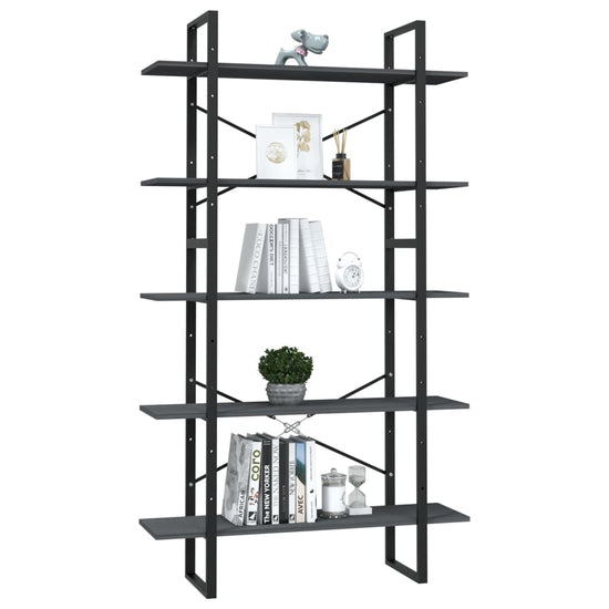 Boekenkast met 5 schappen 100x30x175 cm grenenhout grijs MeubelReus