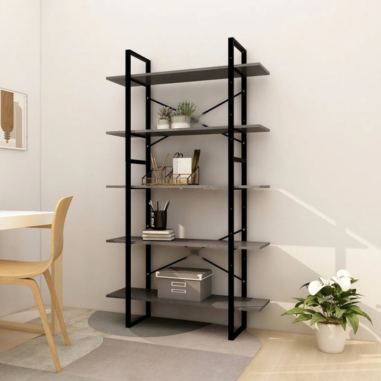 Boekenkast met 5 schappen 100x30x175 cm grenenhout grijs MeubelReus