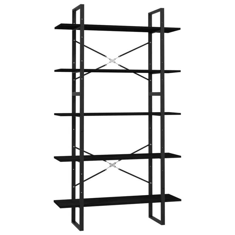 Boekenkast met 5 schappen 100x30x175 cm grenenhout zwart MeubelReus