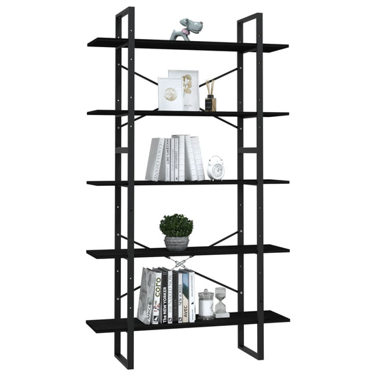 Boekenkast met 5 schappen 100x30x175 cm grenenhout zwart MeubelReus