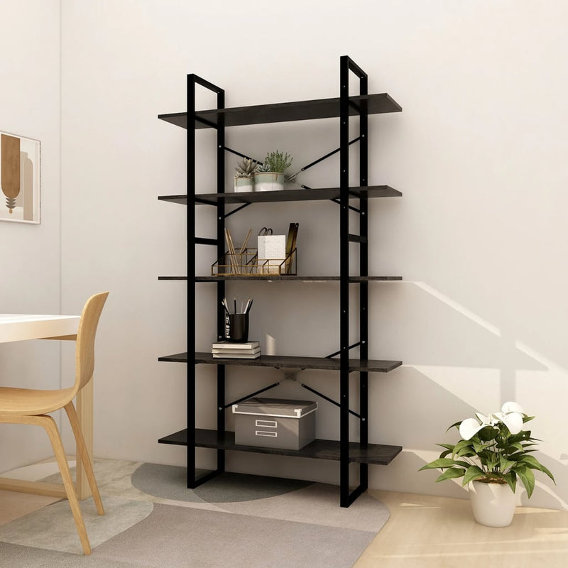 Boekenkast met 5 schappen 100x30x175 cm grenenhout zwart MeubelReus